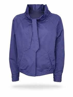 Blue Lightweight Jacket Tie Neck Cinched Waist Medium